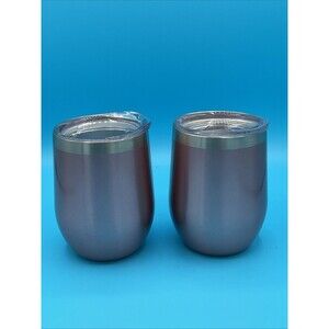 SUNWILL Insulated 2 Pack Wine Tumbler with Lid Rose Stemless 12 oz Coffee New